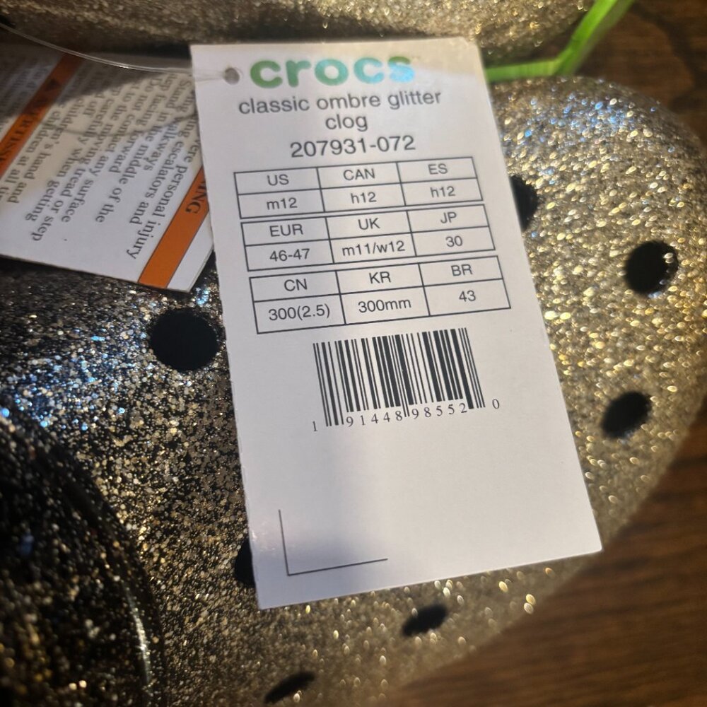 CROCS: Classic ombre glitter clog Black/Gold Unisex - Picture 9 of 12